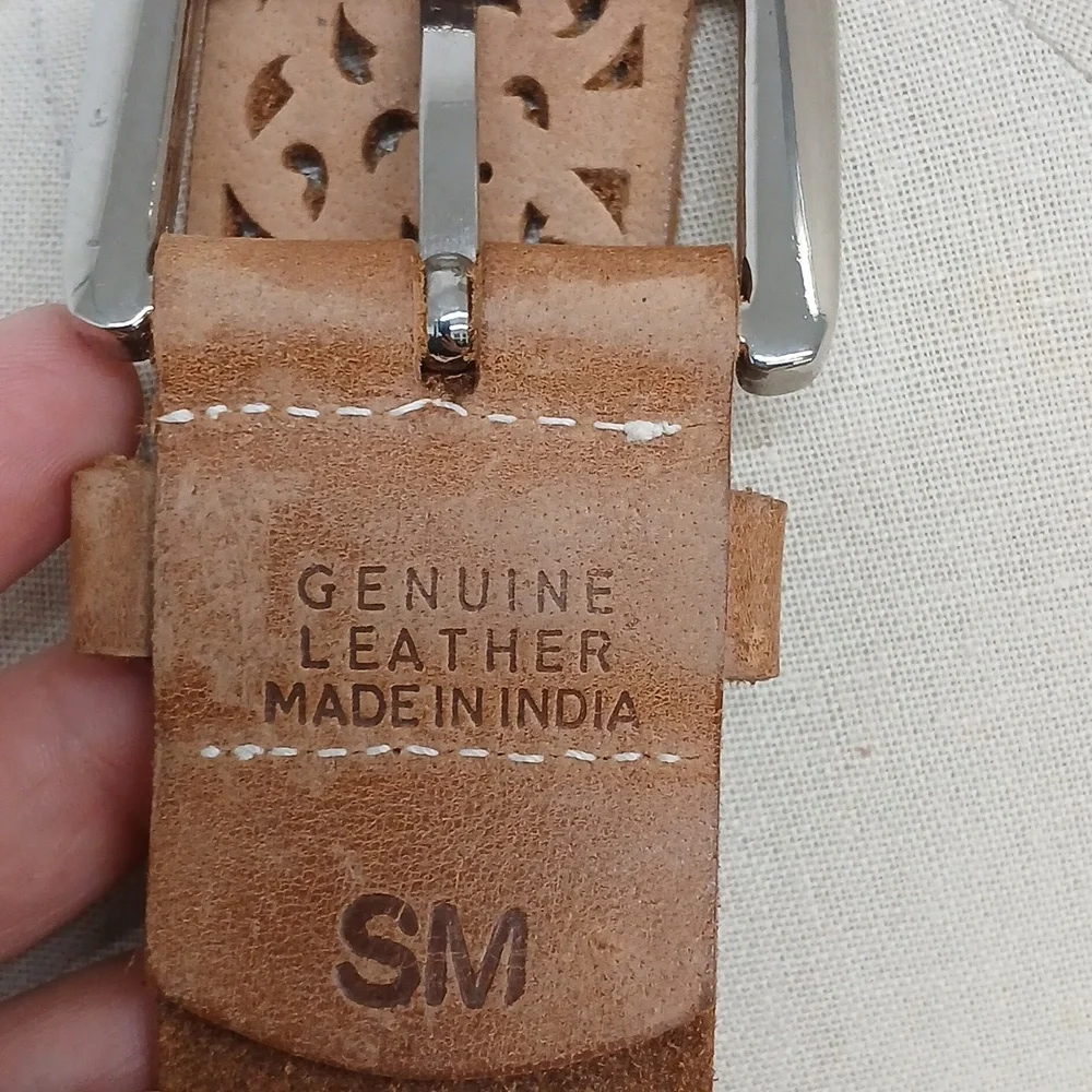 Leather Cut Out Belt Made in India / Size S/M